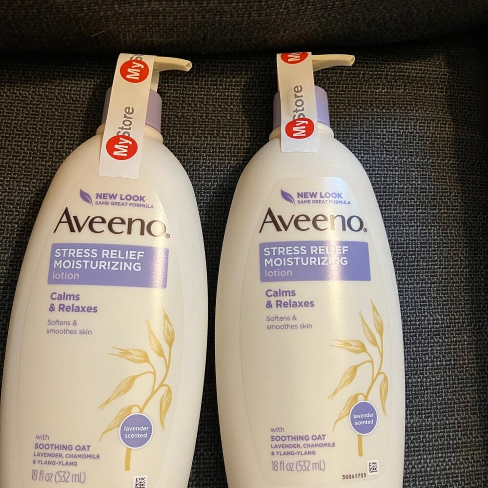 2x Aveeno Stress Relief Moisturizing Lotion 18 oz (532 mL) x2, Old Formula